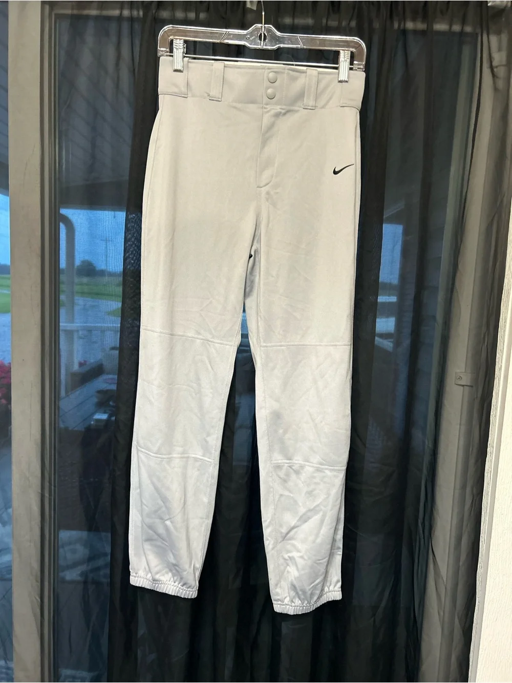 Nike Youth White Baseball Joggers with Black Swoosh